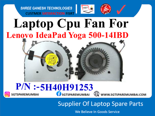 Laptop Cpu Fan For Lenovo IdeaPad Yoga 500-141BD P/N :-5H40H91253