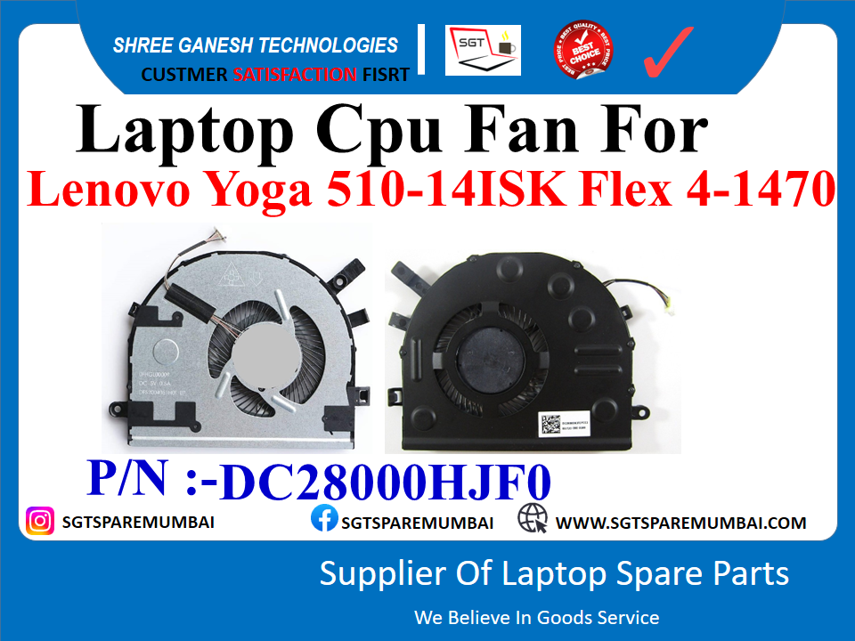 Laptop Cpu Fan For Lenovo Yoga 510-14ISK Flex 4-1470 P/N :-DC28000HJF0