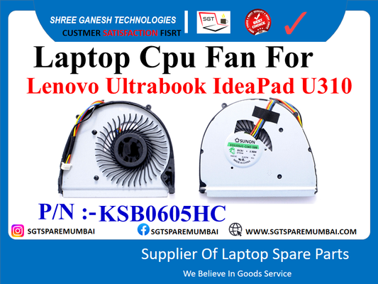 Laptop Cpu Fan For Lenovo Ultrabook IdeaPad U310 P/N :-KSB0605HC