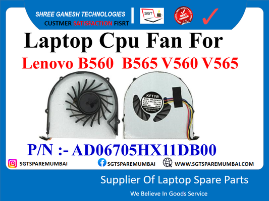 Laptop Cpu Fan For Lenovo B560 B565 V560 V565 P/N :- AD06705HX11DB00