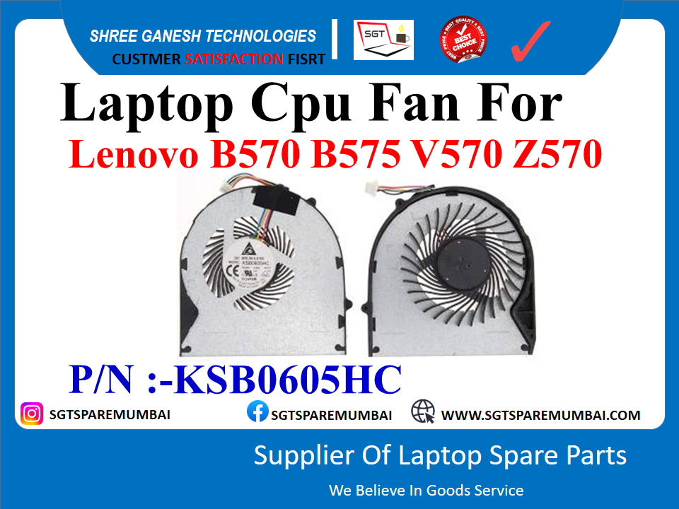 Laptop Cpu Fan For Lenovo B570 B575 V570 Z570 P/N :-KSB0605HC