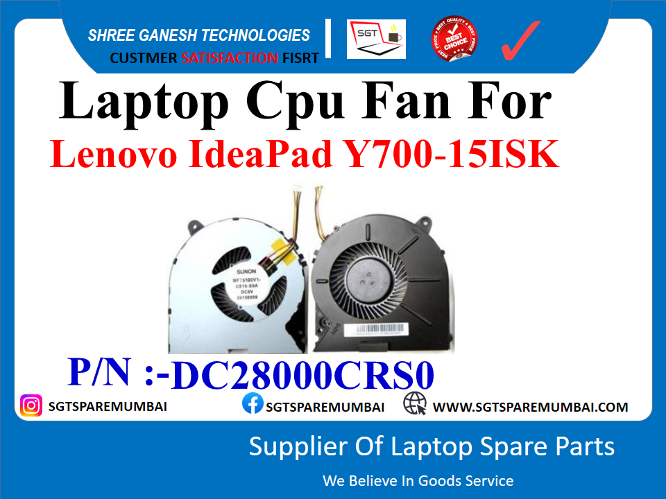 Laptop Cpu Fan For Lenovo IdeaPad Y700-15ISK P/N :-DC28000CRS0