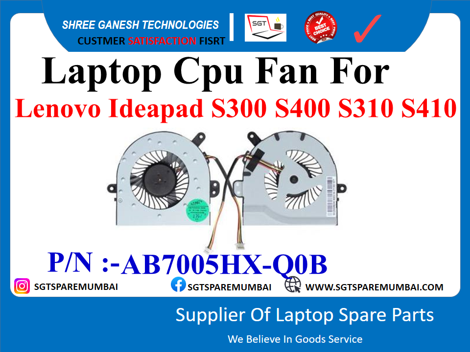 Laptop Cpu Fan For Lenovo Ideapad S300 S400 S310 S410 P/N :-AB7005HX-Q0B