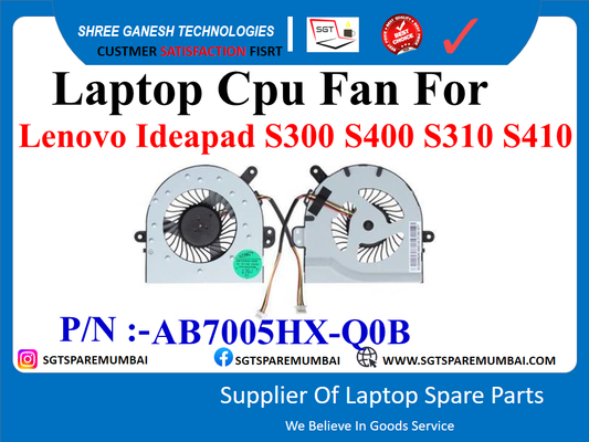 Laptop Cpu Fan For Lenovo Ideapad S300 S400 S310 S410 P/N :-AB7005HX-Q0B