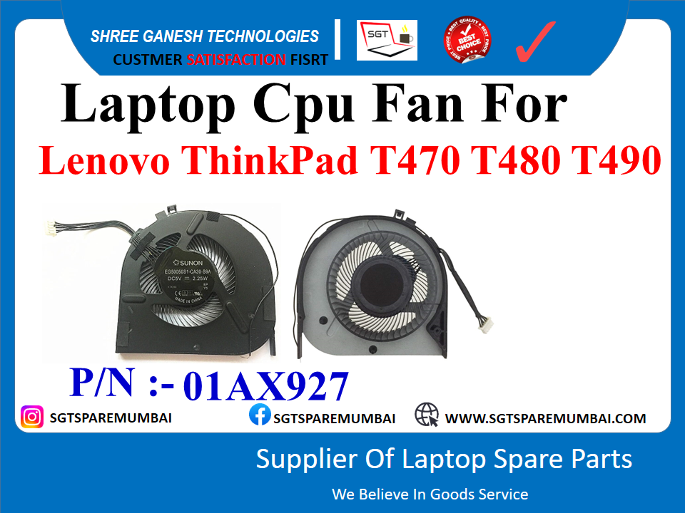 Laptop Cpu Fan For Lenovo ThinkPad T470 T480 T490 P/N :- 01AX927