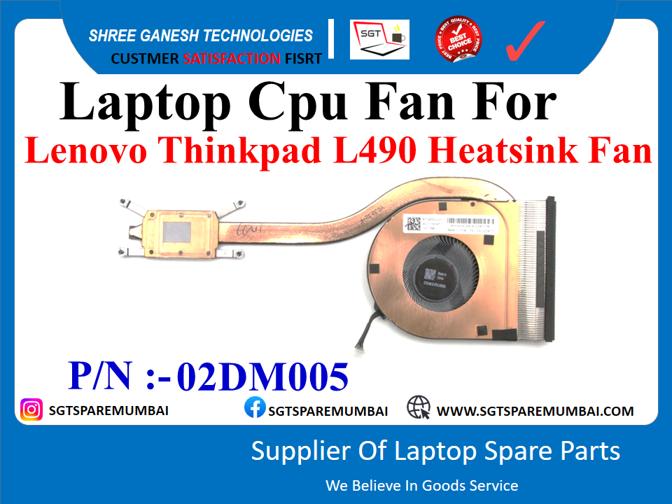 Laptop Cpu Fan For Lenovo Thinkpad L490 Heatsink Fan P/N :- 02DM005