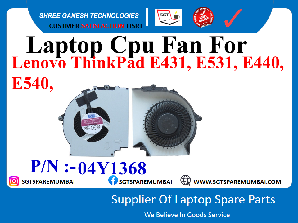 Laptop Cpu Fan For Lenovo ThinkPad E431, E531, E440, E540, P/N :-04Y1368