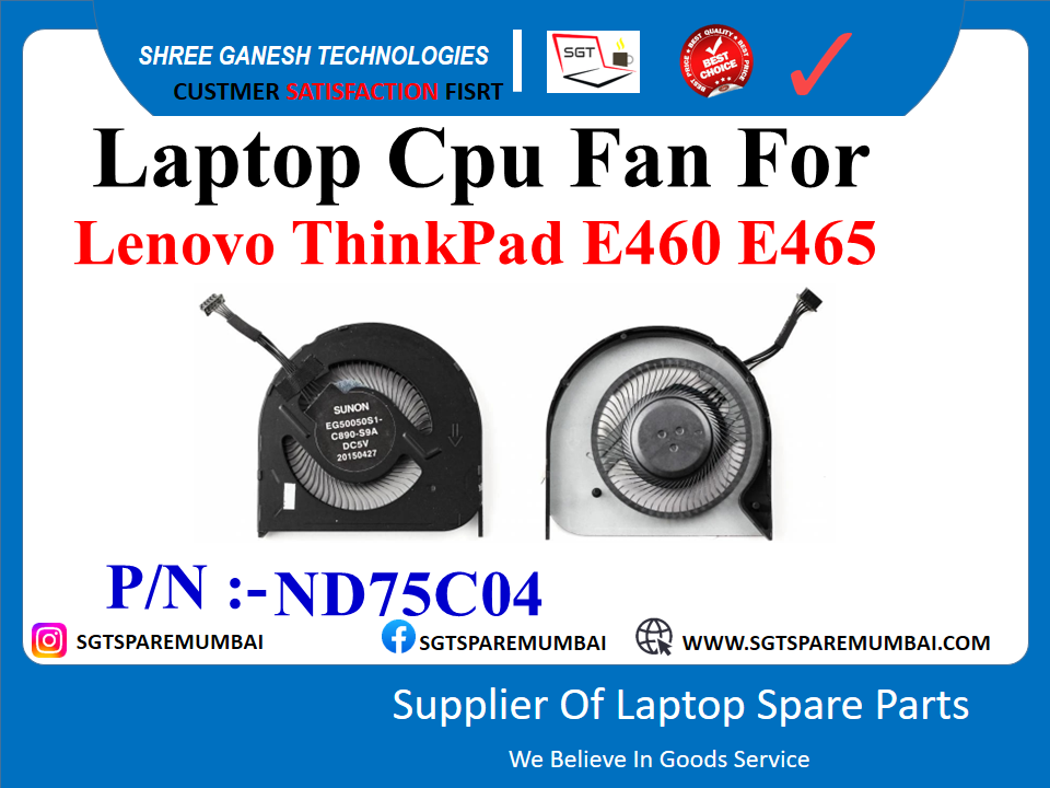 Laptop Cpu Fan For Lenovo ThinkPad E460 E465 P/N :- ND75C04