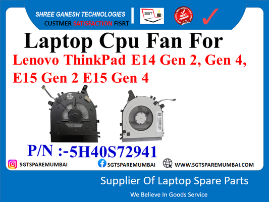 Laptop Cpu Fan For Lenovo ThinkPad E14 Gen 2, Gen 4, E15 Gen 2 E15 Gen 4 P/N :-5H40S72941