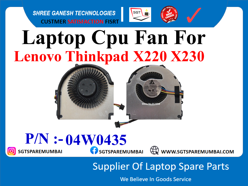 Laptop Cpu Fan For Lenovo Thinkpad X220 X230 P/N :- 04W0435