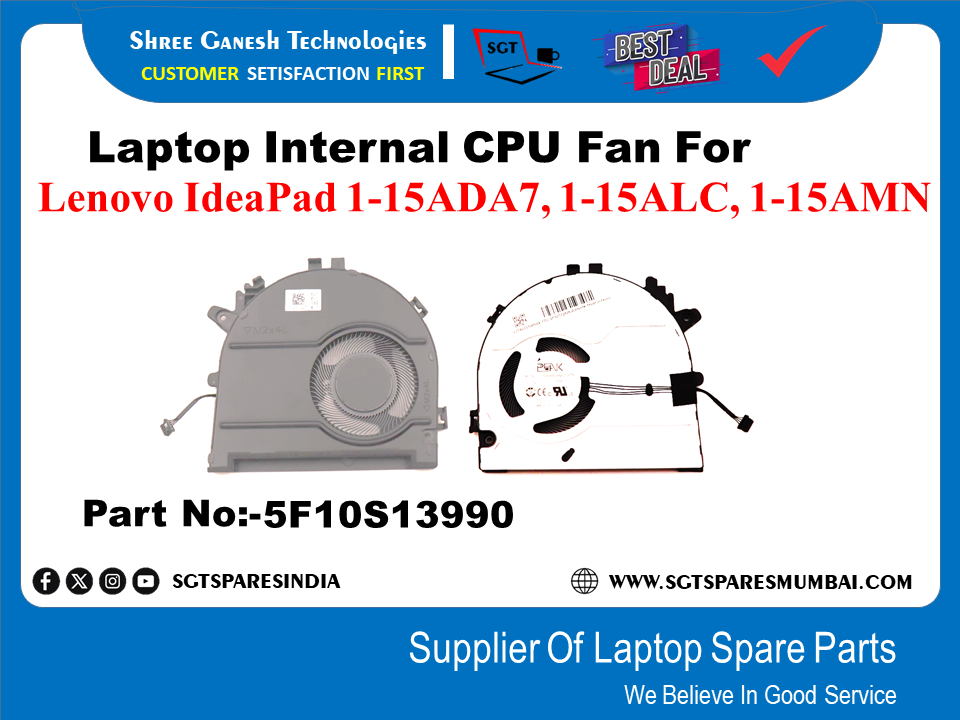 Laptop Internal CPU Fan For Lenovo IdeaPad 1-15ADA7, 1-15ALC, 1-15AMN Part No:-5F10S13990