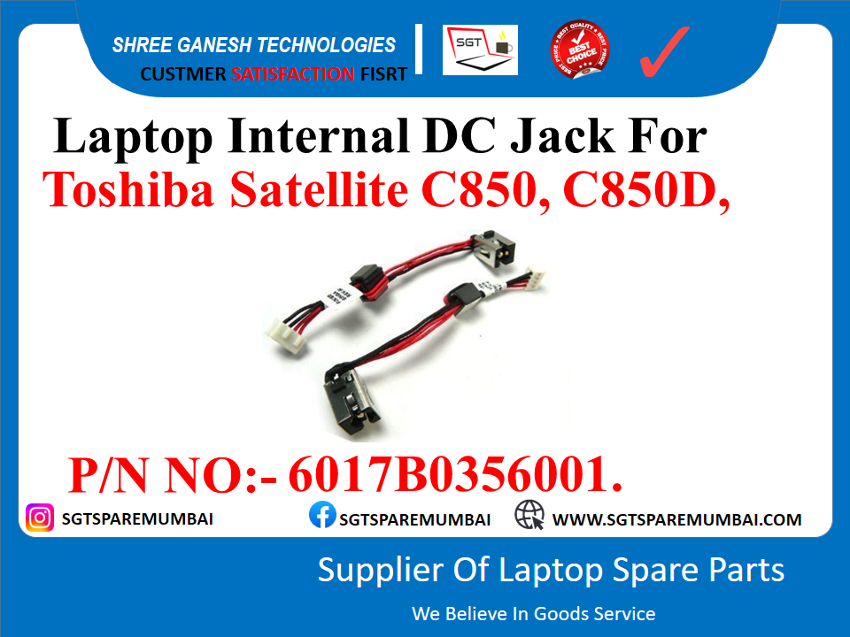 Laptop Internal DC Jack For Toshiba Satellite C850, C850D, P/N NO:- 6017B0356001.