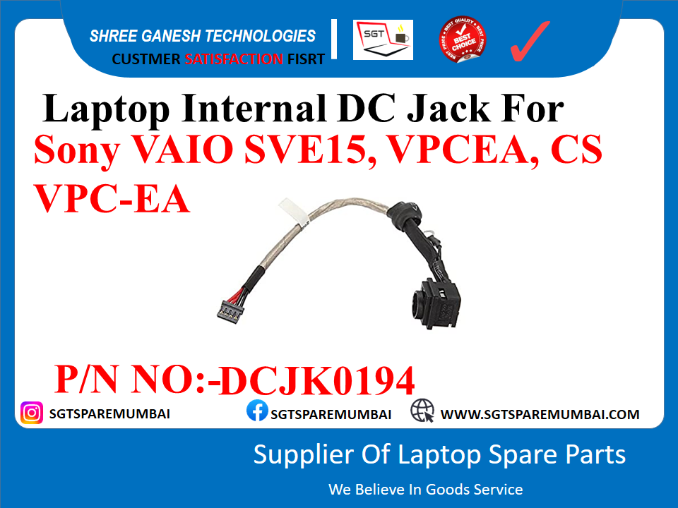 Laptop Internal DC Jack For Sony VAIO SVE15, VPCEA, CS VPC-EA P/N NO:-DCJK0194