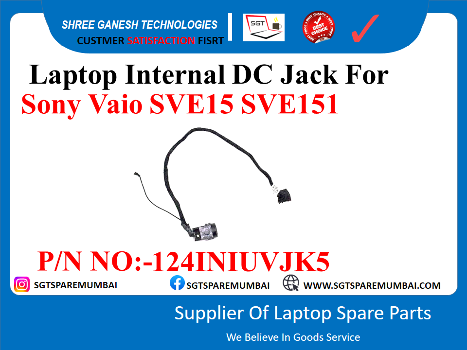 Laptop Internal DC Jack For Sony Vaio SVE15 SVE151 P/N NO:-124INIUVJK5