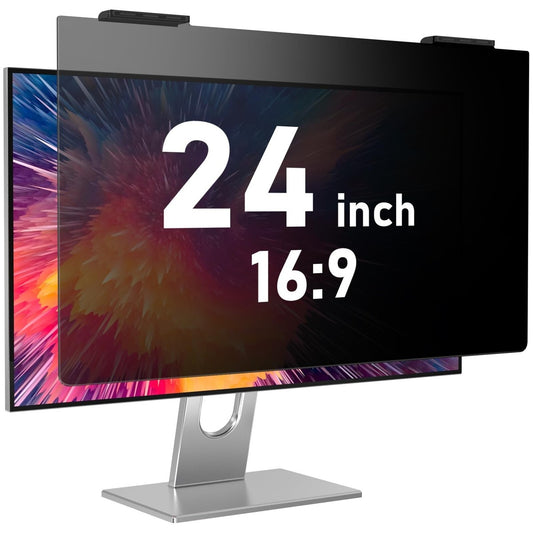 24 Inch 16:9 Computer Privacy Screen for Widescreen Monitor, 24in Removable Anti Blue Light Glare Eye Protection Shield Film Screen Protector, Black Blackout Anti Spy Desktop Security Private Filter