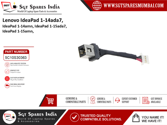 Lenovo IdeaPad 1-14ada7, IdeaPad 1-14amn, IdeaPad 1-15ada7, IdeaPad 1-15amn, Laptop DC Power Jack Charging Port Replacement