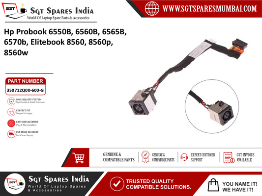 Hp Probook 6550B,  6560B, 6565B, 6570b, Elitebook 8560, 8560p, 8560w Laptop DC Power Jack Charging Port Replacement