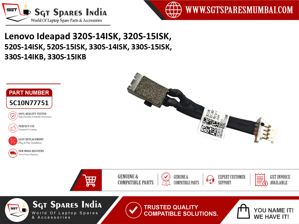 Lenovo Ideapad 320S-14ISK 320S-15ISK, 520S-14ISK, 520S-15ISK, 330S-14ISK, 330S-15ISK, 330S-14IKB, 330S-15IKB Laptop DC Power Jack Charging Port Replacement