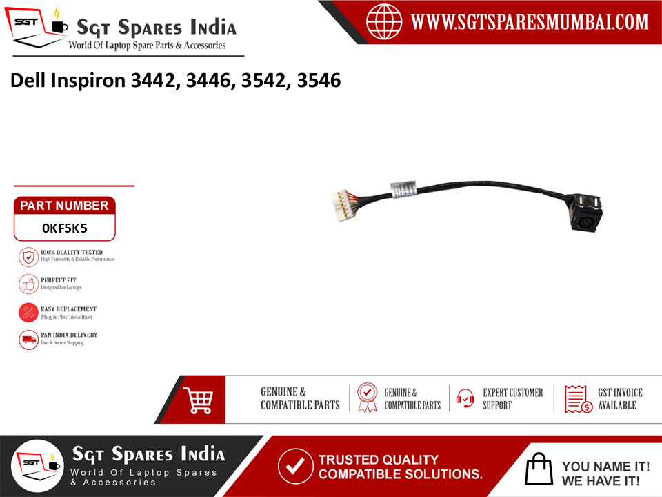 Dell Inspiron 3442 3446, 3542, 3546 Laptop DC Power Jack Charging Port Replacement