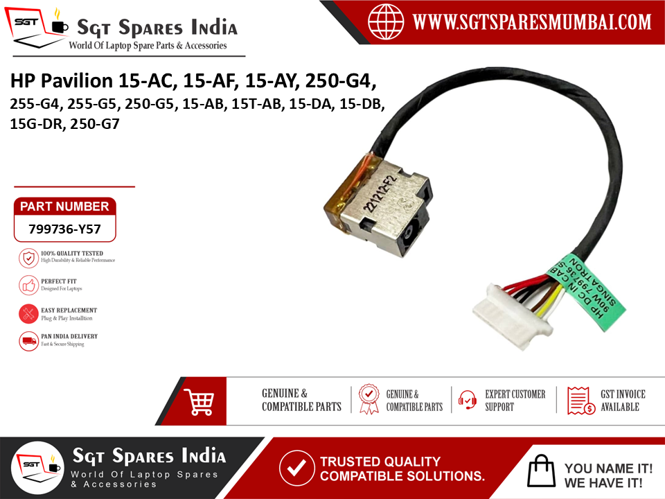 HP Pavilion 15-AC 15-AF, 15-AY, 250-G4, 255-G4, 255-G5, 250-G5, 15-AB, 15T-AB, 15-DA, 15-DB, 15G-DR, 250-G7 Laptop DC Power Jack Charging Port Replacement