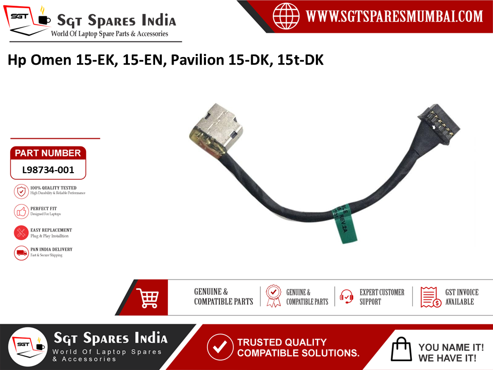 Hp Omen 15-EK 15-EN, Pavilion 15-DK, 15t-DK Laptop DC Power Jack Charging Port Replacement