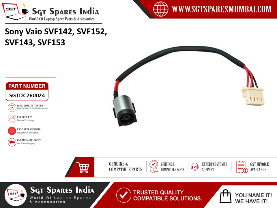 Sony Vaio SVF142 SVF152, SVF143, SVF153 Laptop DC Power Jack Charging Port Replacement