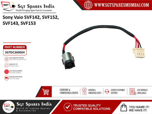 Sony Vaio SVF142 SVF152, SVF143, SVF153 Laptop DC Power Jack Charging Port Replacement