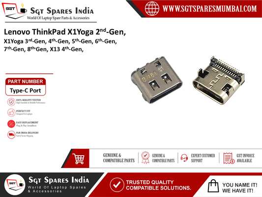 Lenovo ThinkPad X1Yoga 2nd-Gen, X1Yoga 3rd-Gen, 4th-Gen, 5th-Gen, 6th-Gen, 7th-Gen, 8th-Gen, X13 4th-Gen, Laptop DC Power Jack Charging Port Replacement