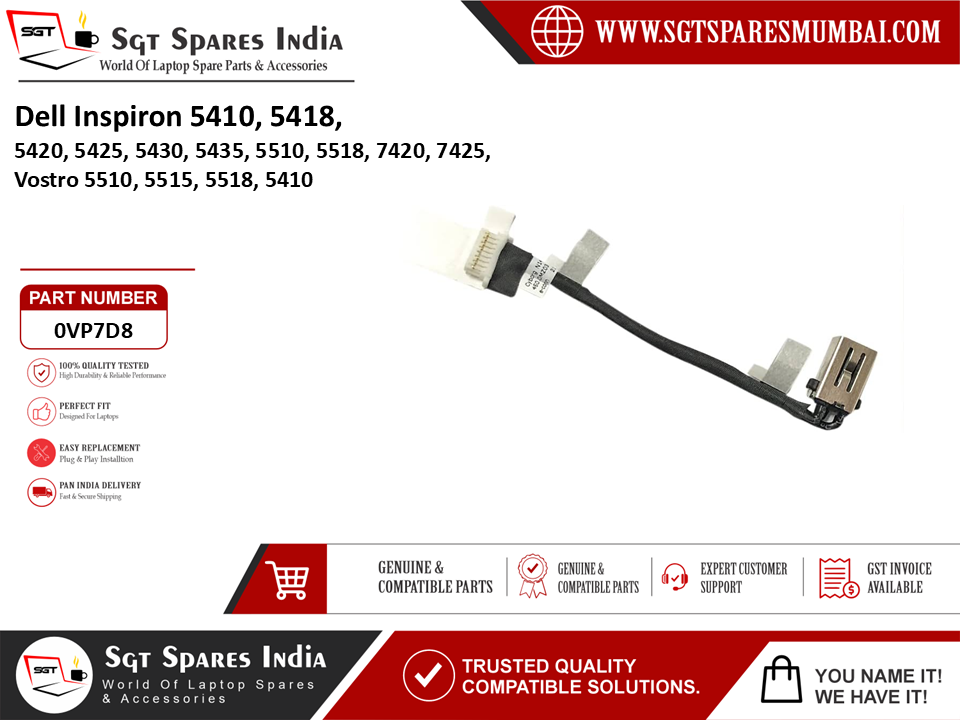 Dell Inspiron 5410, 5418, 5420, 5425, 5430, 5435, 5510, 5518, 7420, 7425, Vostro 5510, 5515, 5518, 5410 Laptop DC Power Jack Charging Port Replacement