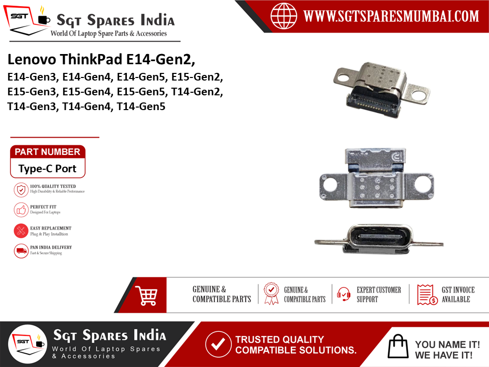 Lenovo ThinkPad E14-Gen2, E14-Gen3, E14-Gen4, E14-Gen5, E15-Gen2, E15-Gen3, E15-Gen4, E15-Gen5, T14-Gen2, T14-Gen3, T14-Gen4, T14-Gen5 Laptop DC Power Jack Charging Port Replacement